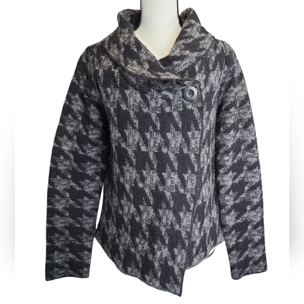 Carole Little black and grey button-through cardigan sweater Size L